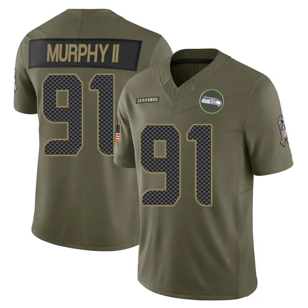 STECN S.Seahawks #91 Byron Murphy II Player Olive 2025 Salute To Service Limited Home Game Stitched Jerseys