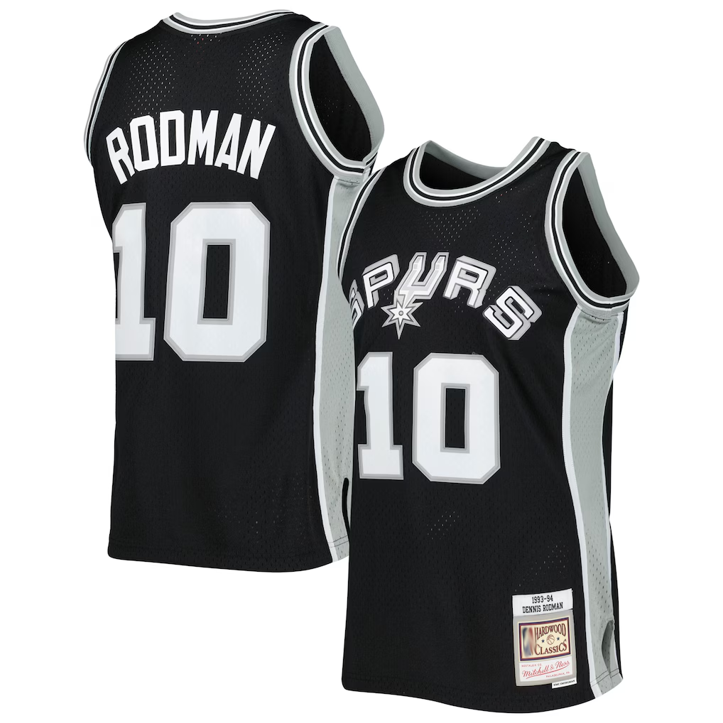 STECN SA.Spurs #10 Dennis Rodman Mitchell & Ness Black 1993-1994 Hardwood Classics Swingman Jerseys