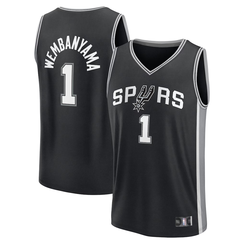 STECN SA.Spurs #1 Victor Wembanyama Black Swingman Jerseys - Icon Edition
