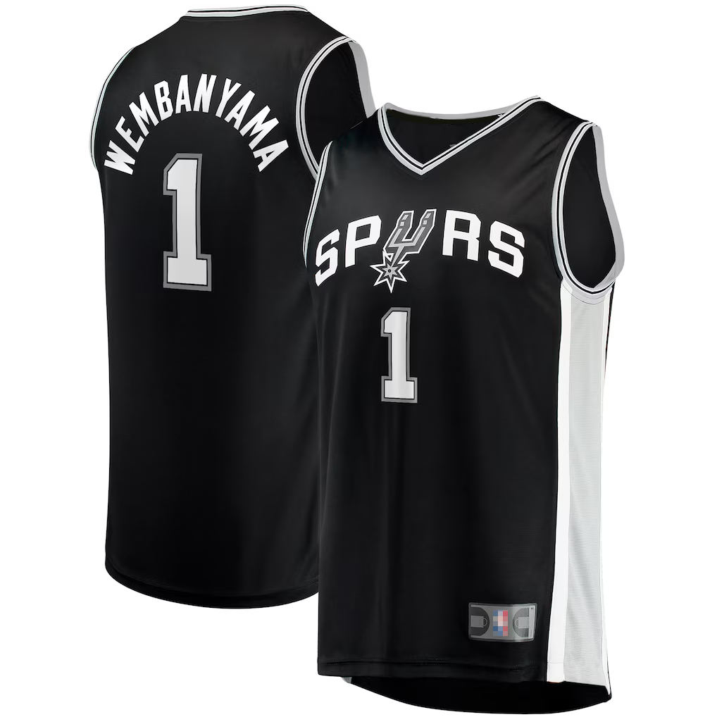 STECN SA.Spurs #1 Victor Wembanyama Fanatics Black Fast Break Replica Jerseys - Icon Edition