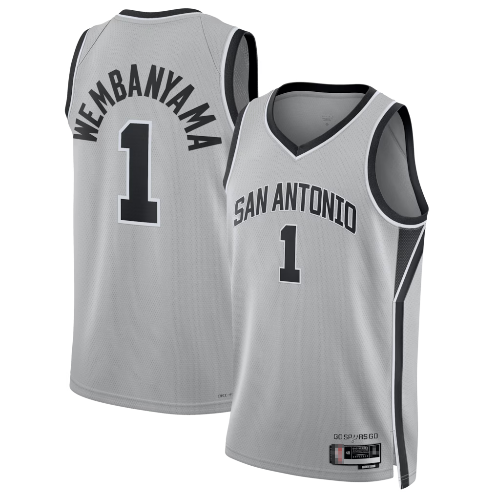 STECN SA.Spurs #1 Victor Wembanyama Silver Swingman Jerseys - Statement Edition