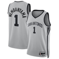 STECN SA.Spurs #1 Victor Wembanyama Silver Swingman Jerseys - Statement Edition