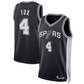 STECN SA.Spurs #4 De'Aaron Fox Black Swingman Player Jerseys - Icon Edition