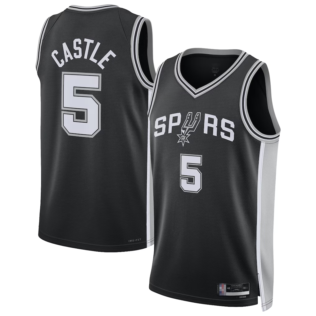 STECN SA.Spurs #5 Stephon Castle Black Swingman Jerseys - Icon Edition