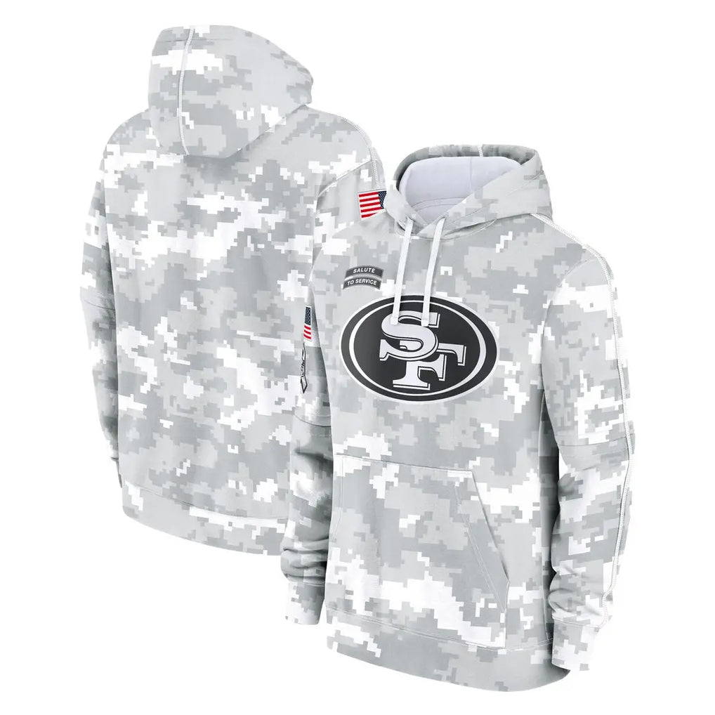 STECN SF.49ers Arctic Camo Limited Salute to Service Pullover Hoodies Game Blank Player Stitched Jerseys