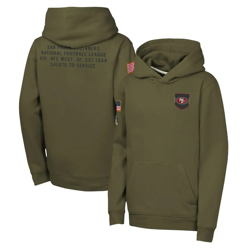 STECN SF.49ers Olive Salute to Service Pullover Hoodies Limited Blank Player Stitched Jerseys