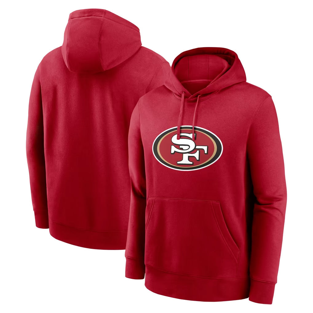 STECN SF.49ers Red LOGO Pullover Hoodies Home Game Blank Player Stitched Jerseys