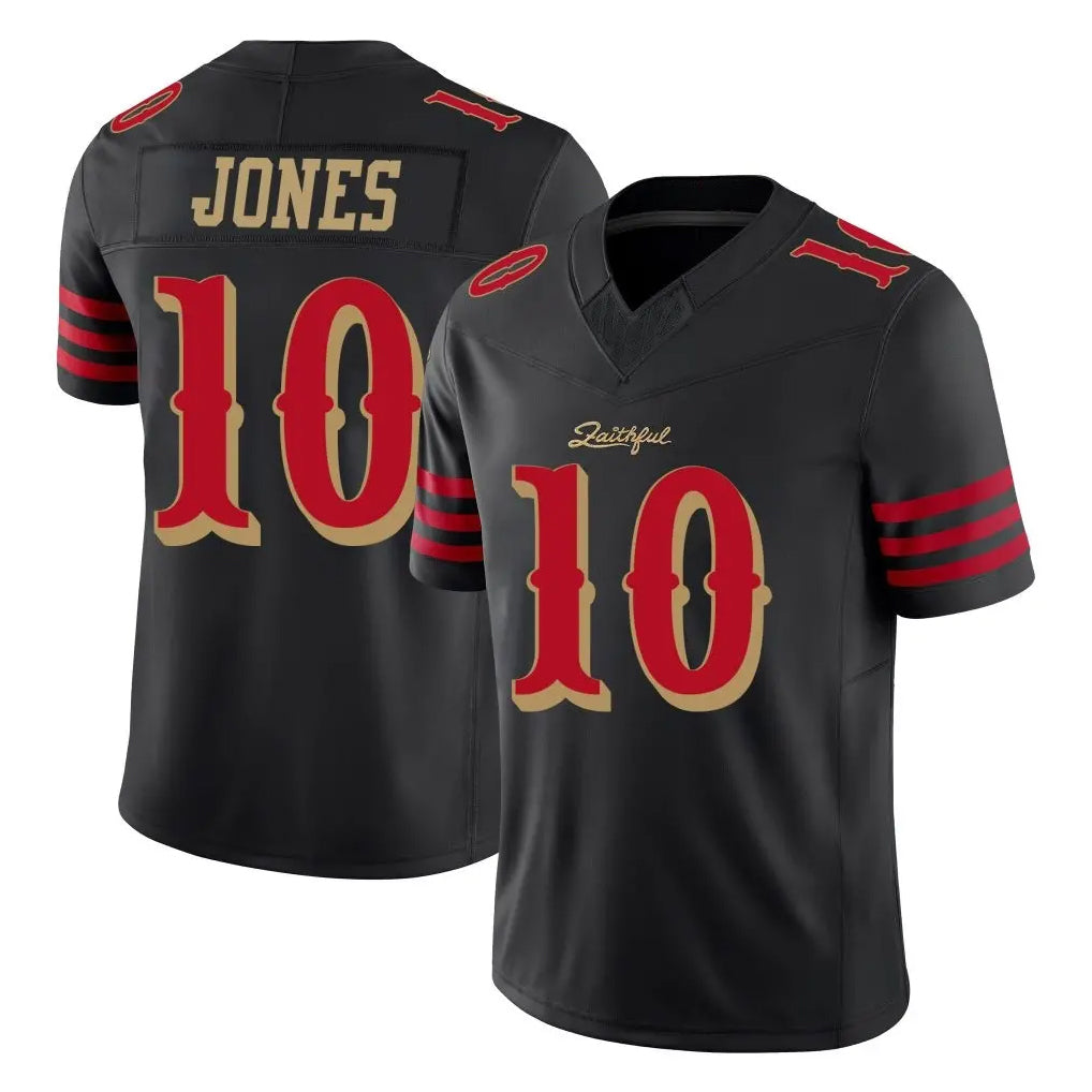 STECN SF.49ers #10 Mac Jones Player Black Limited Rivalries Collection Home Game Stitched Jerseys