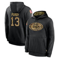 STECN SF.49ers #13 Brock Purdy Player Black Salute to Service Sideline Performance Pullover Hoodies Home Game Stitched Jerseys