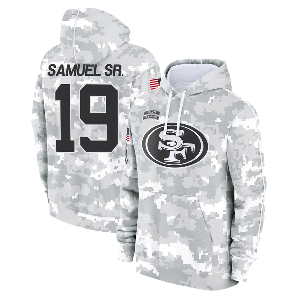STECN SF.49ers #19 Deebo Samuel Sr. Player Arctic Camo Limited Salute to Service Pullover Hoodies Game Stitched Jerseys