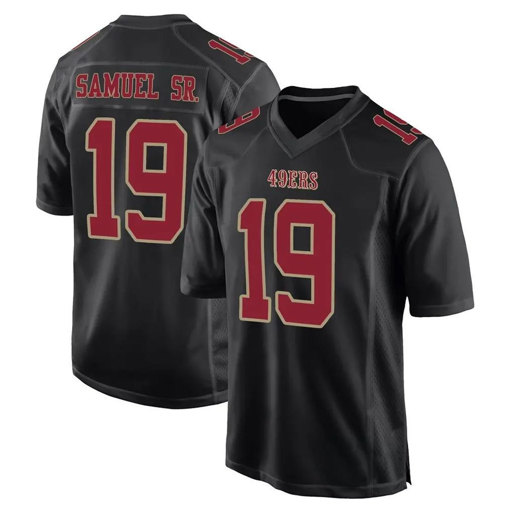 STECN SF.49ers #19 Deebo Samuel Sr. Player Black Fashion Home Game Stitched Jerseys