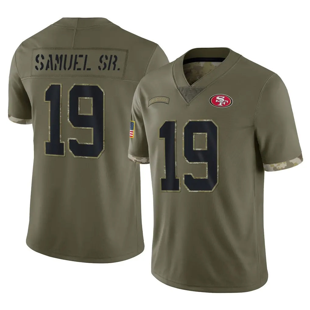 STECN SF.49ers #19 Deebo Samuel Sr. Player Olive Limited Salute To Service Home Game Stitched Jerseys