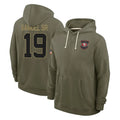 STECN SF.49ers #19 Deebo Samuel Sr. Player Olive Salute to Service Pullover Hoodies Limited Stitched Jerseys