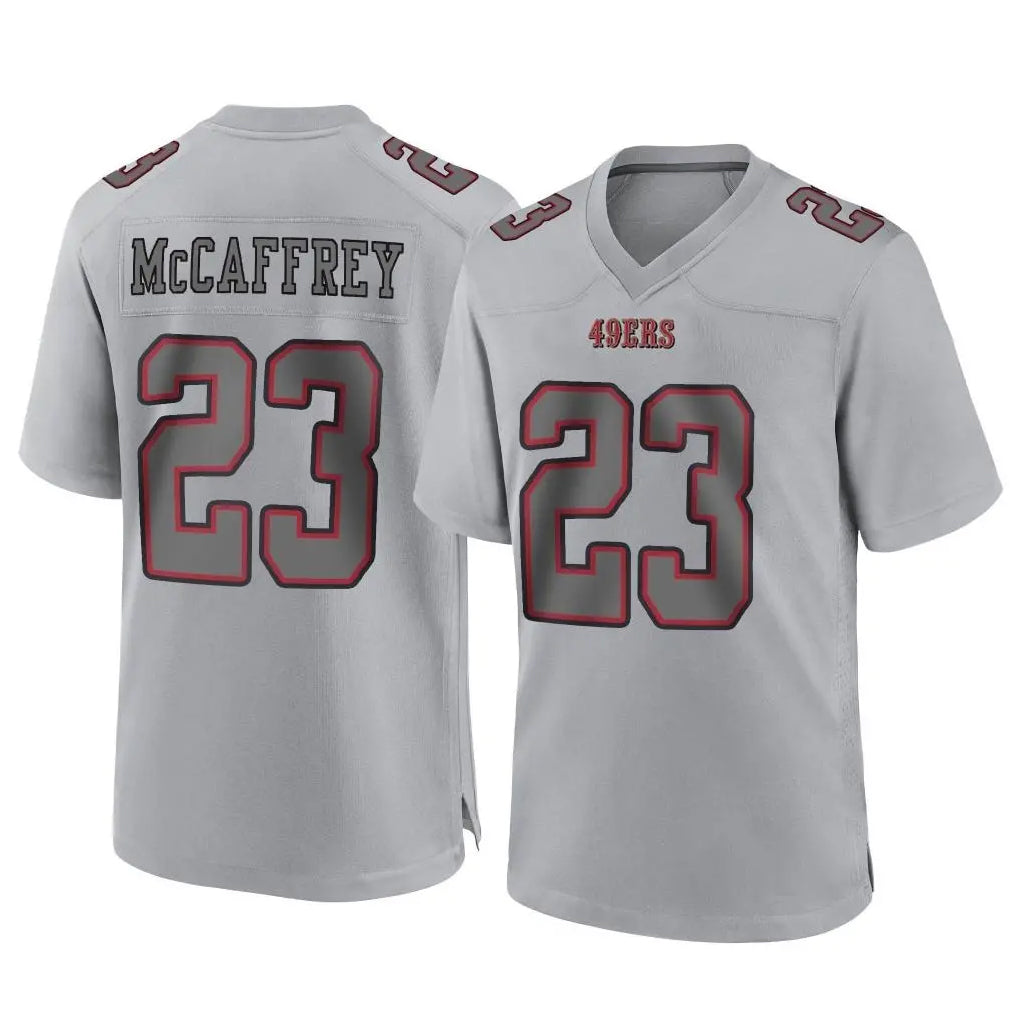 STECN SF.49ers #23 Christian McCaffrey Player Gray Atmosphere Fashion Home Game Stitched Jerseys