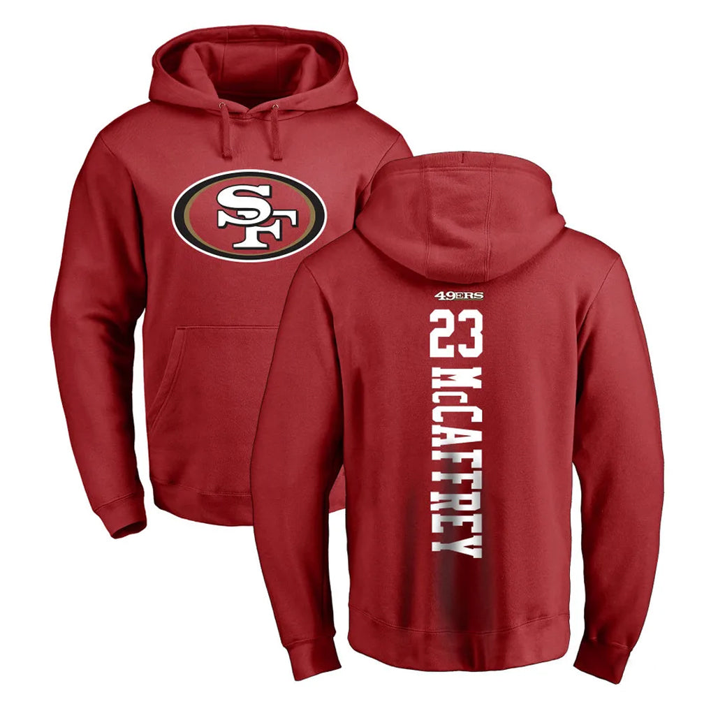 STECN SF.49ers #23 Christian McCaffrey Player Red LOGO Pullover Hoodies Home Game Stitched Jerseys