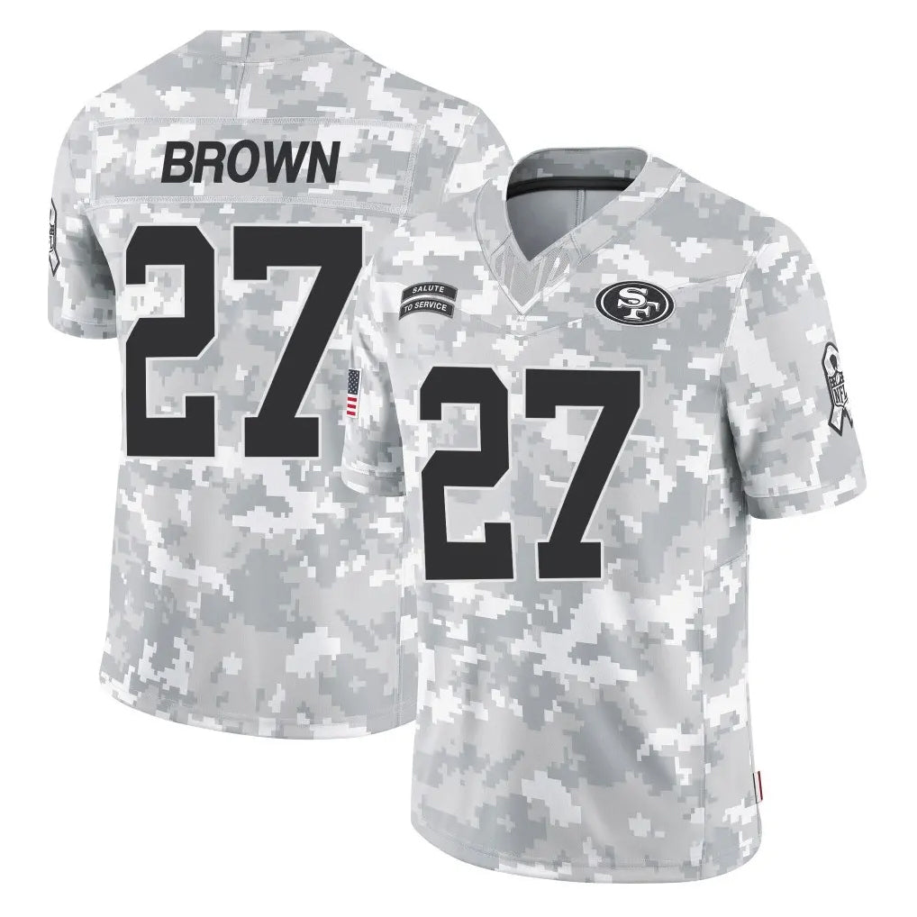STECN SF.49ers #27 Ji'Ayir Brown Player Arctic Camo Limited Salute To Service Home Game Stitched Jerseys
