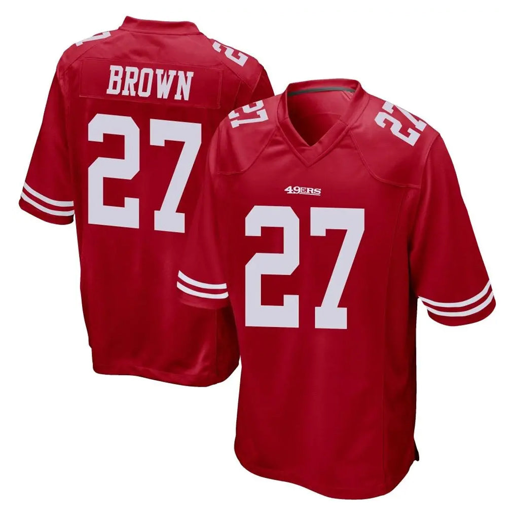 STECN SF.49ers #27 Ji'Ayir Brown Player Red Home Game Stitched Jerseys