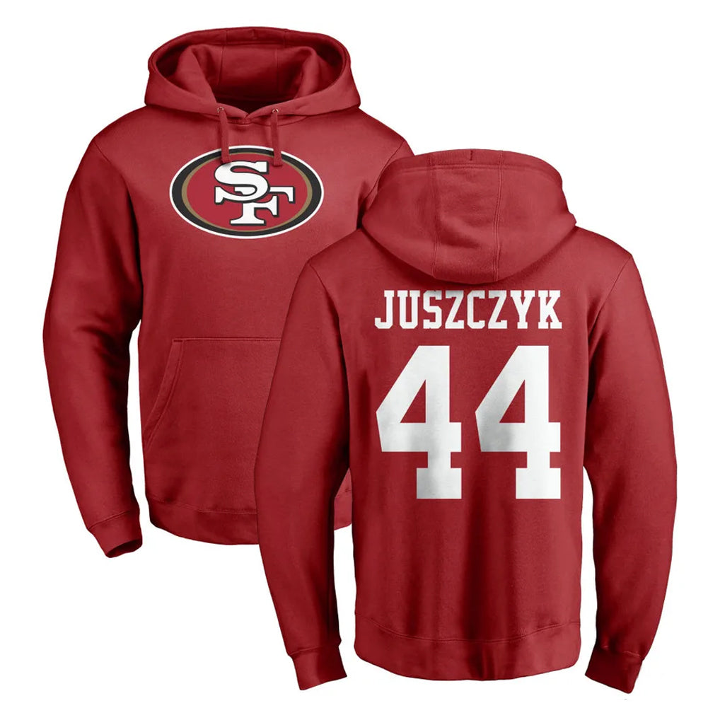 STECN SF.49ers #44 Kyle Juszczyk Player Red LOGO Pullover Hoodies Home Game Stitched Jerseys