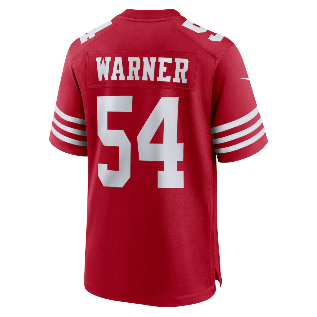 STECN SF.49ers #54 Fred Warner Scarlet Player Game Stitched Jerseys