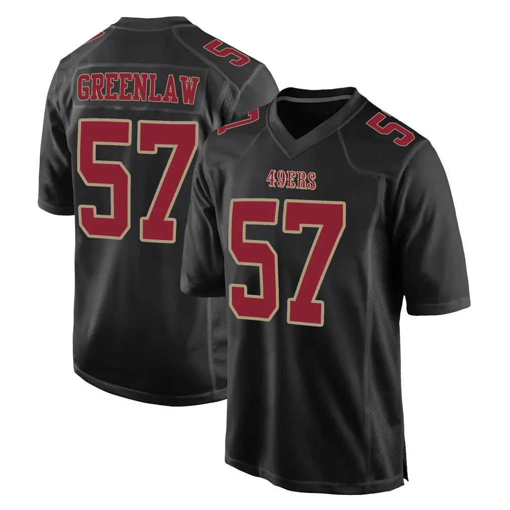 STECN SF.49ers #57 Dre Greenlaw Player Black Fashion Home Game Stitched Jerseys