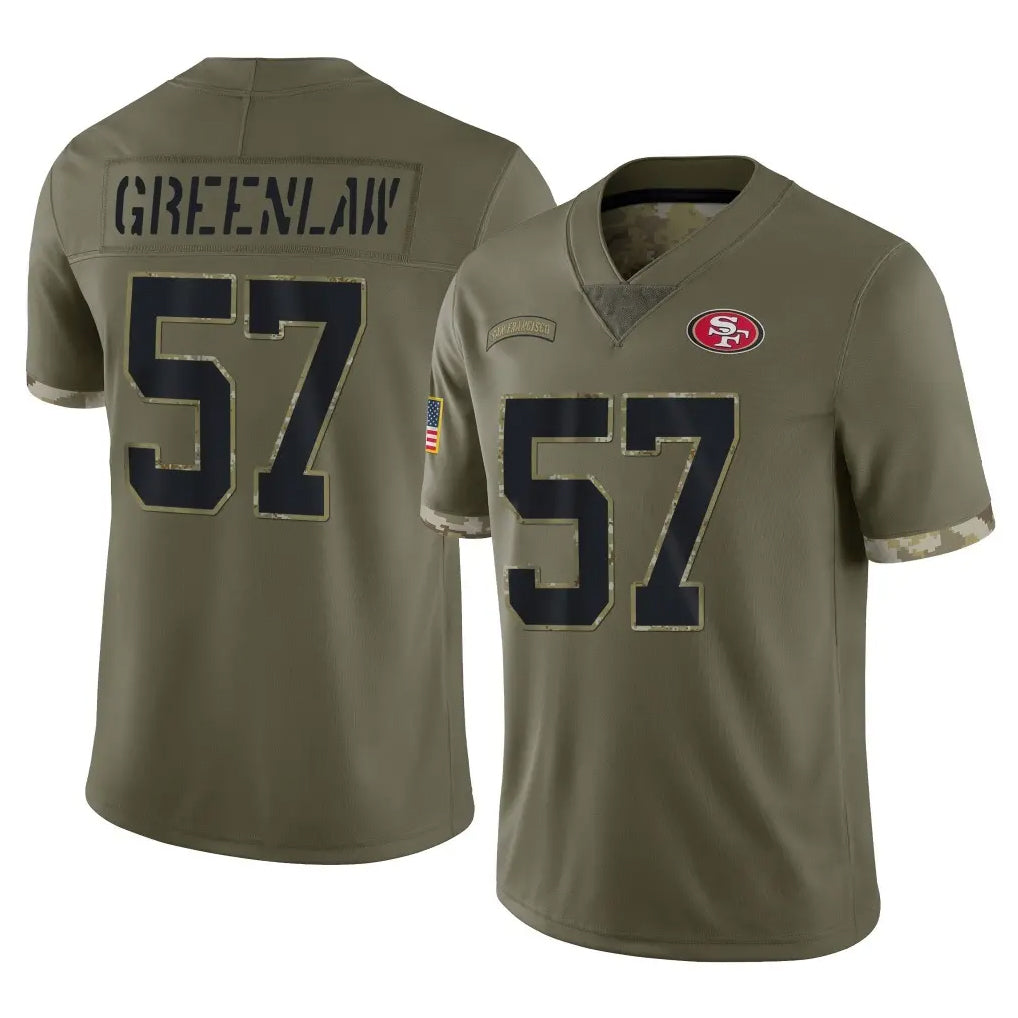 STECN SF.49ers #57 Dre Greenlaw Player Olive Limited Salute To Service Home Game Stitched Jerseys