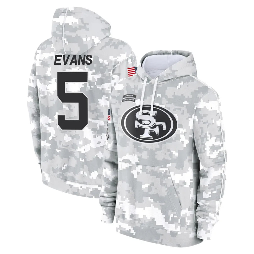 STECN SF.49ers #5 Mike Evans Player Arctic Camo Limited Salute to Service Pullover Hoodies Game Stitched Jerseys