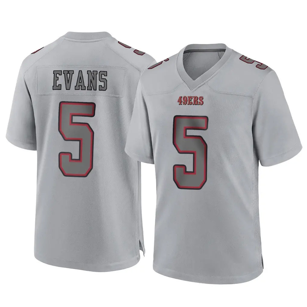 STECN SF.49ers #5 Mike Evans Player Gray Atmosphere Fashion Home Game Stitched Jerseys