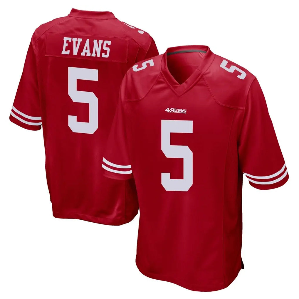 STECN SF.49ers #5 Mike Evans Player Red Home Game Stitched Jerseys