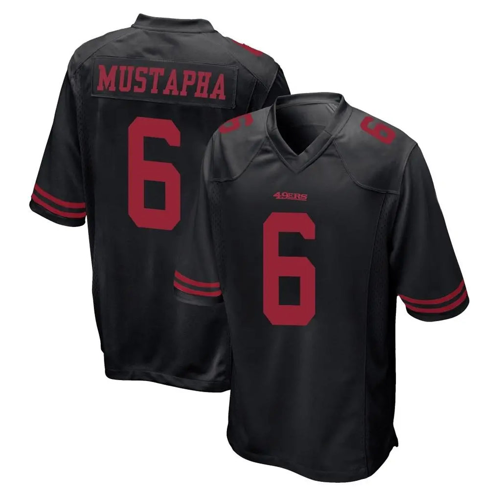 STECN SF.49ers #6 Malik Mustapha Player Black Alternate Home Game Stitched Jerseys
