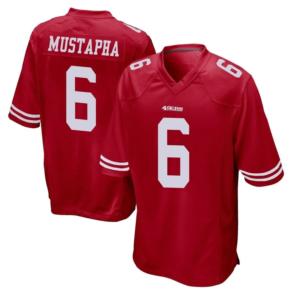 STECN SF.49ers #6 Malik Mustapha Player Red Home Game Stitched Jerseys