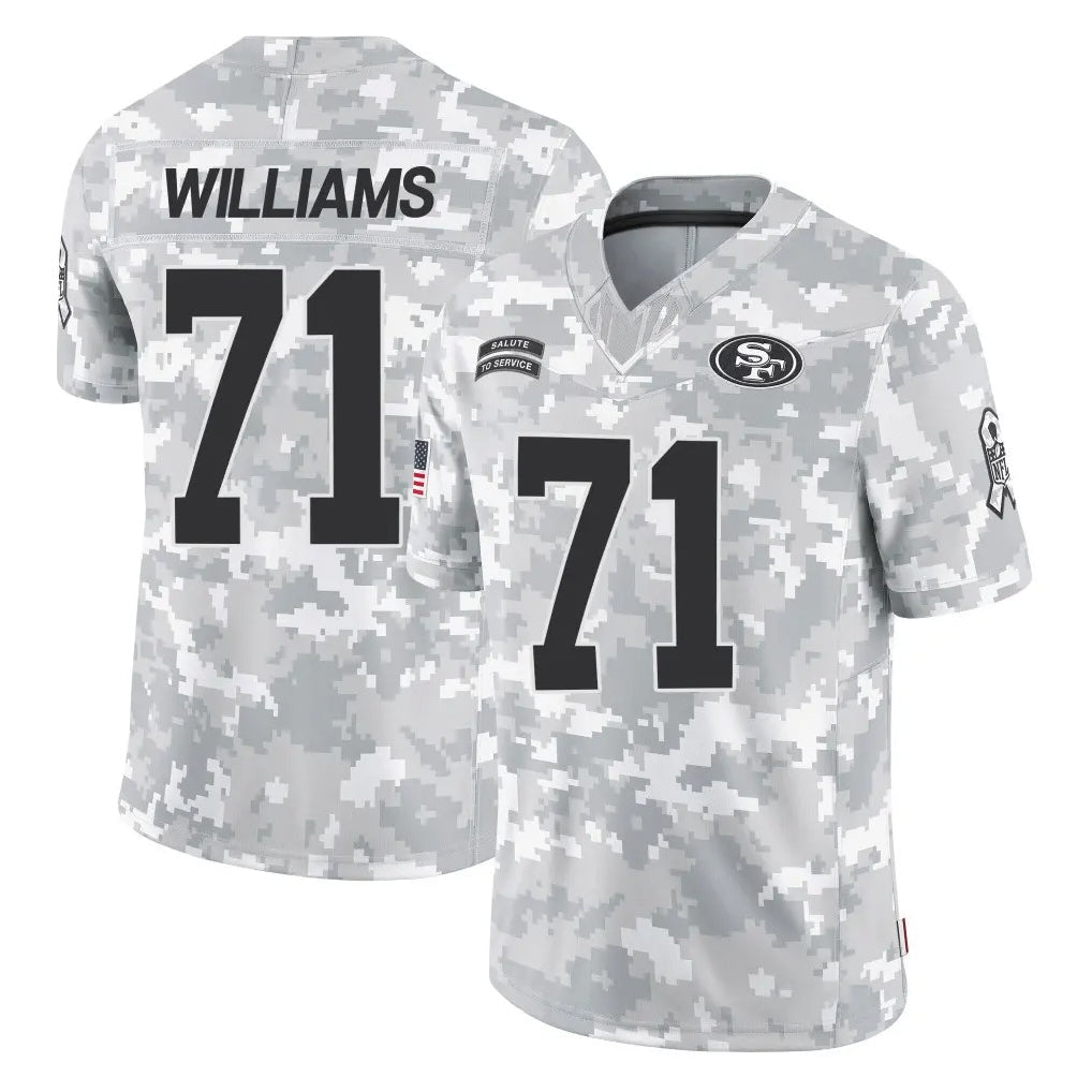 STECN SF.49ers #71 Trent Williams Player Arctic Camo Limited Salute To Service Home Game Stitched Jerseys