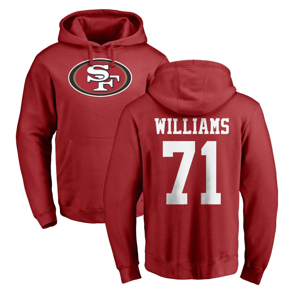 STECN SF.49ers #71 Trent Williams Player Red LOGO Pullover Hoodies Home Game Stitched Jerseys
