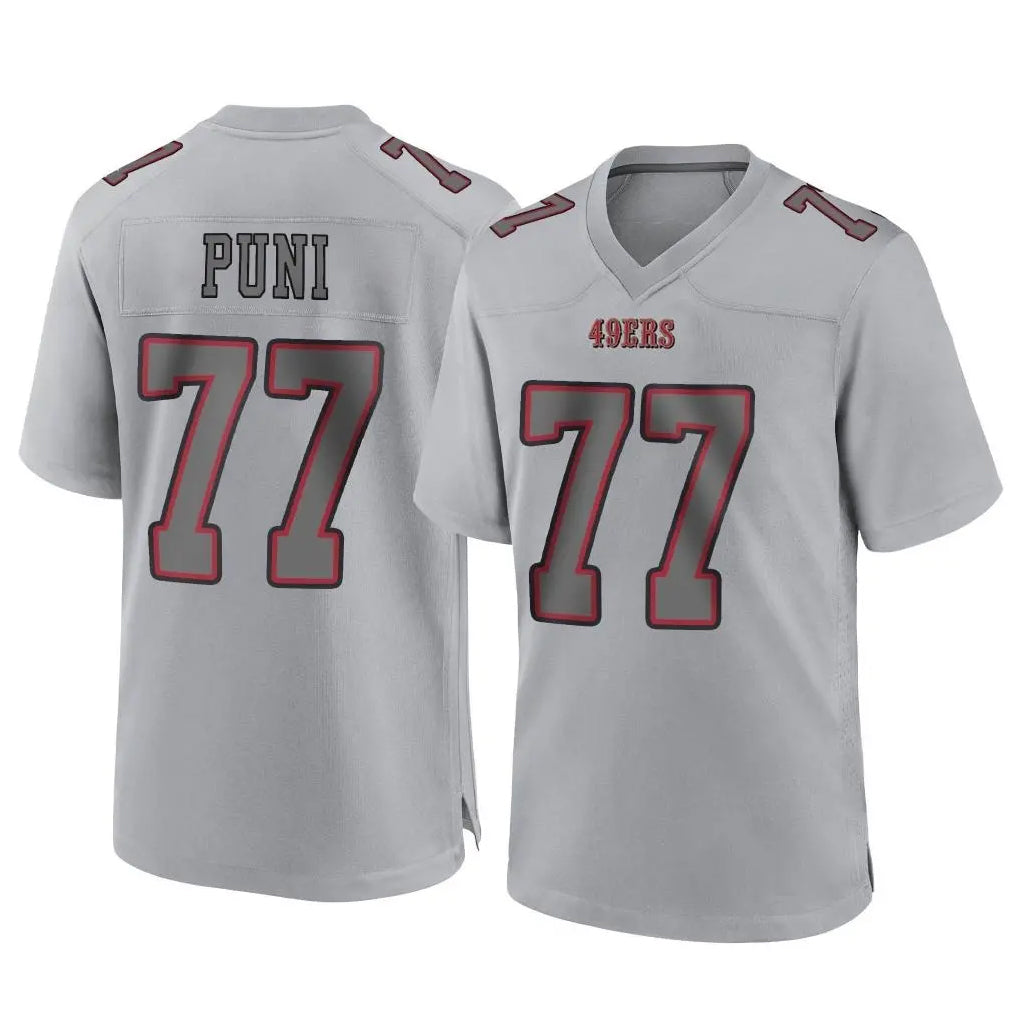 STECN SF.49ers #77 Dominick Puni Player Gray Atmosphere Fashion Home Game Stitched Jerseys