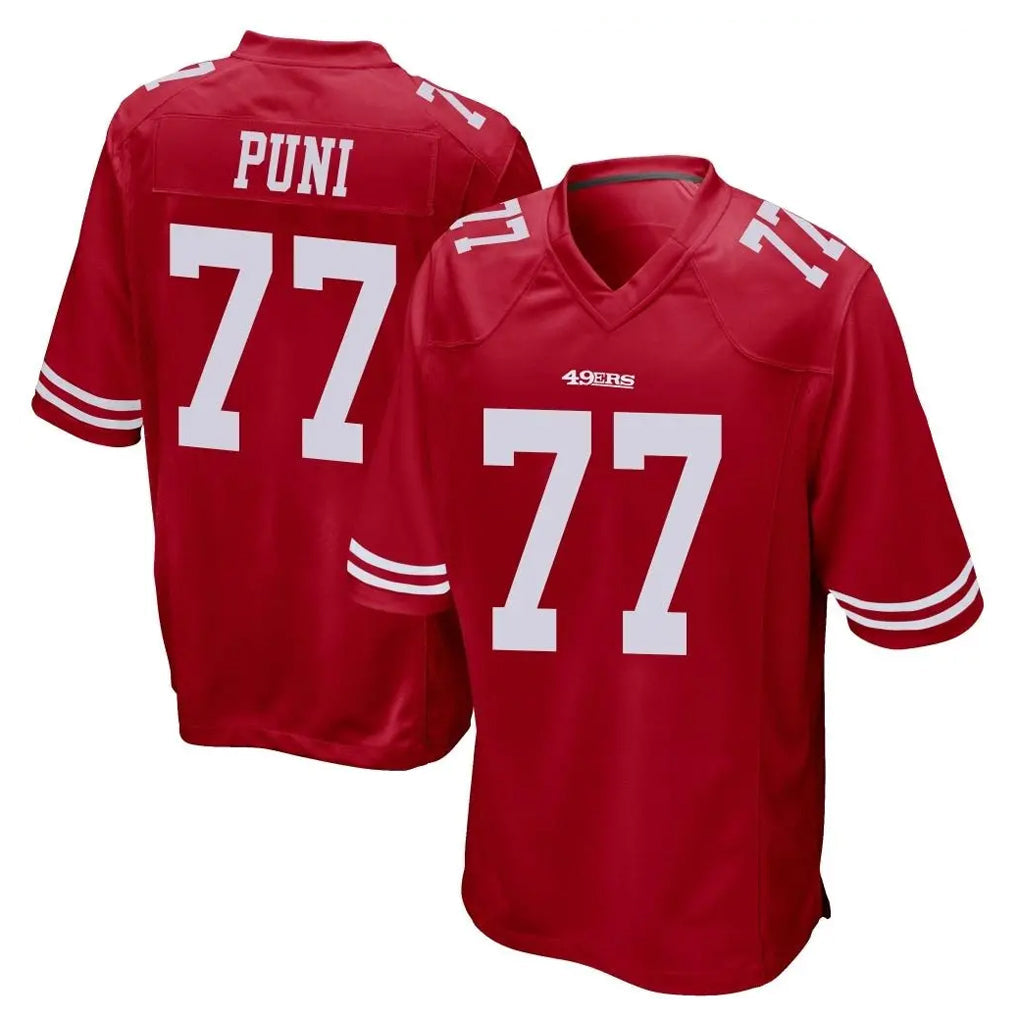 STECN SF.49ers #77 Dominick Puni Player Red Home Game Stitched Jerseys