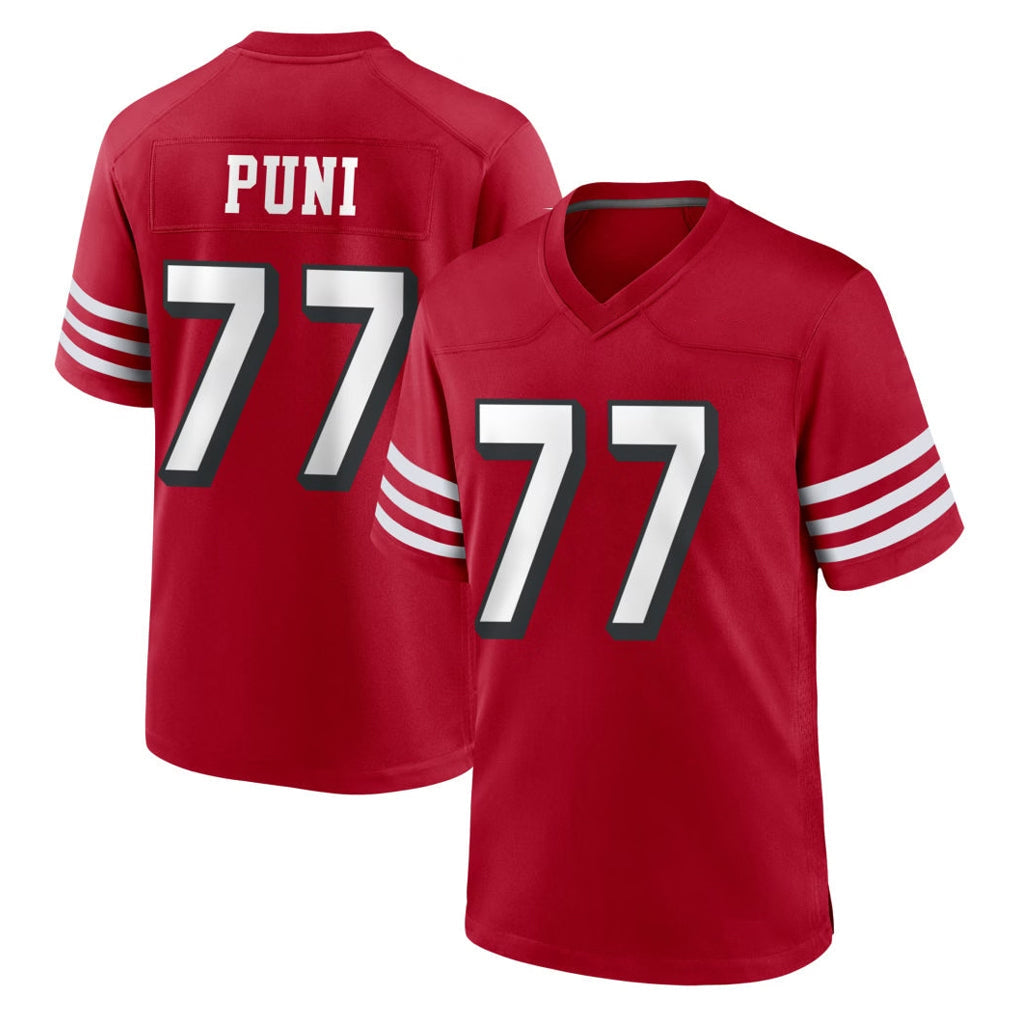 STECN SF.49ers #77 Dominick Puni Player Red Limited Alternate Home Game Stitched Jerseys