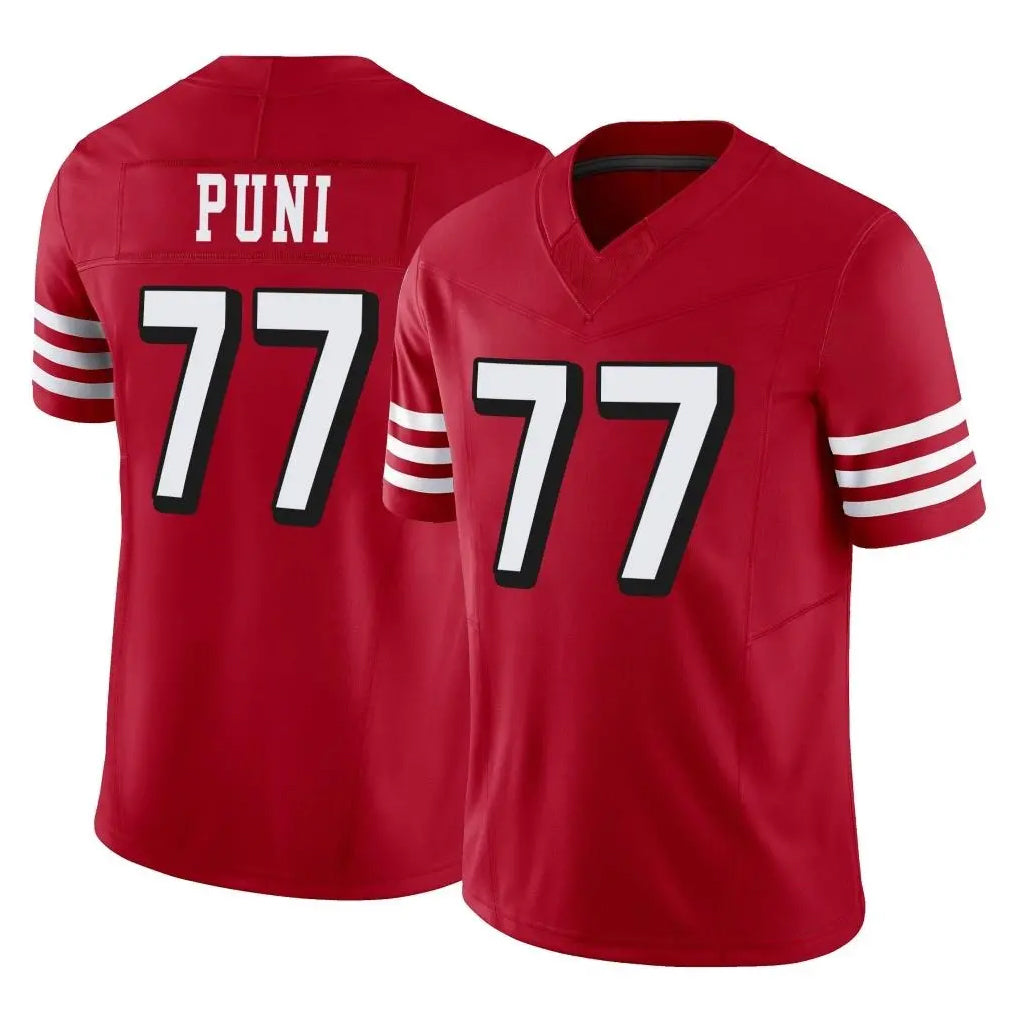 STECN SF.49ers #77 Dominick Puni Player Red Limited Alternate Vapor F.U.S.E. Home Game Stitched Jerseys