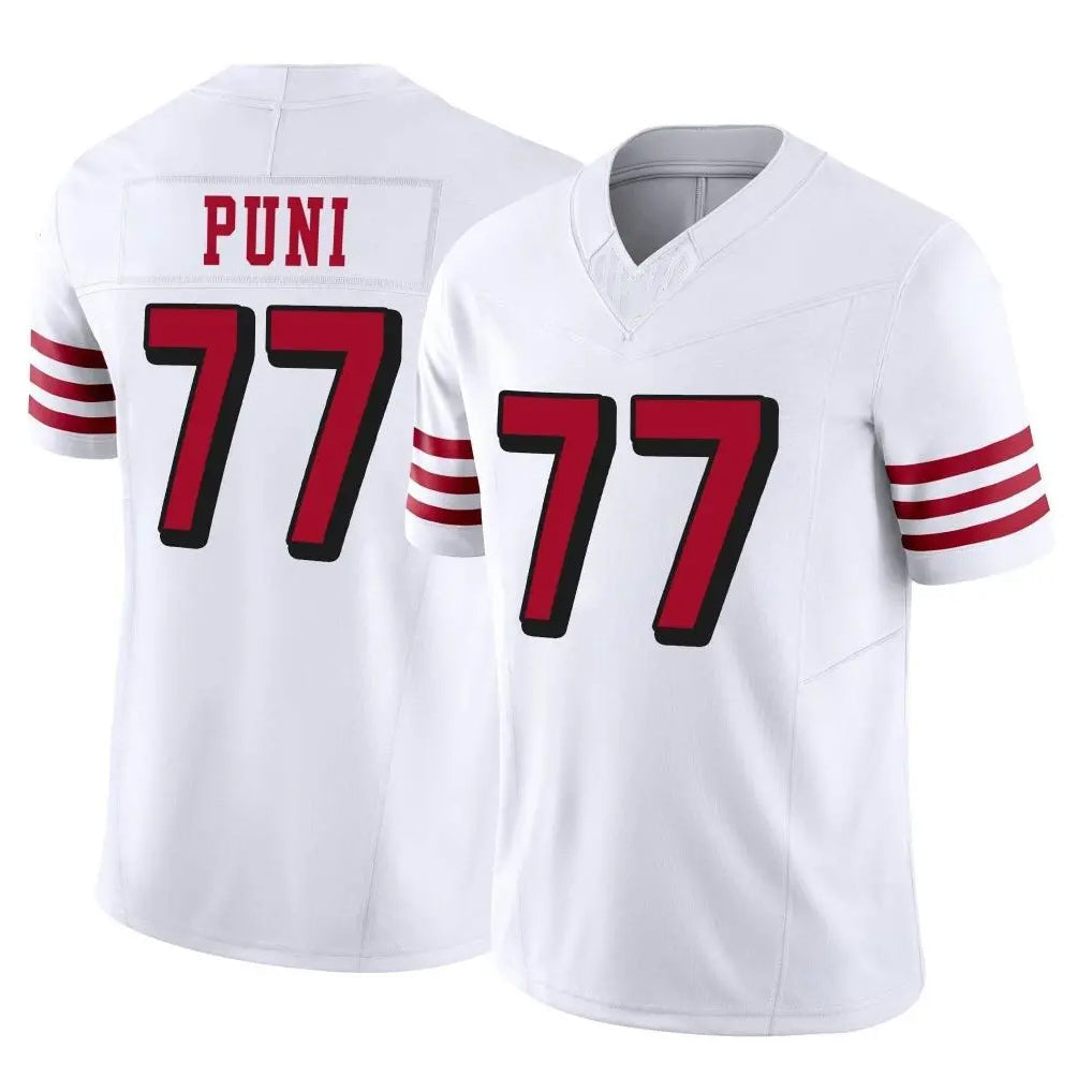 STECN SF.49ers #77 Dominick Puni Player White Limited Alternate Vapor F.U.S.E. Home Game Stitched Jerseys