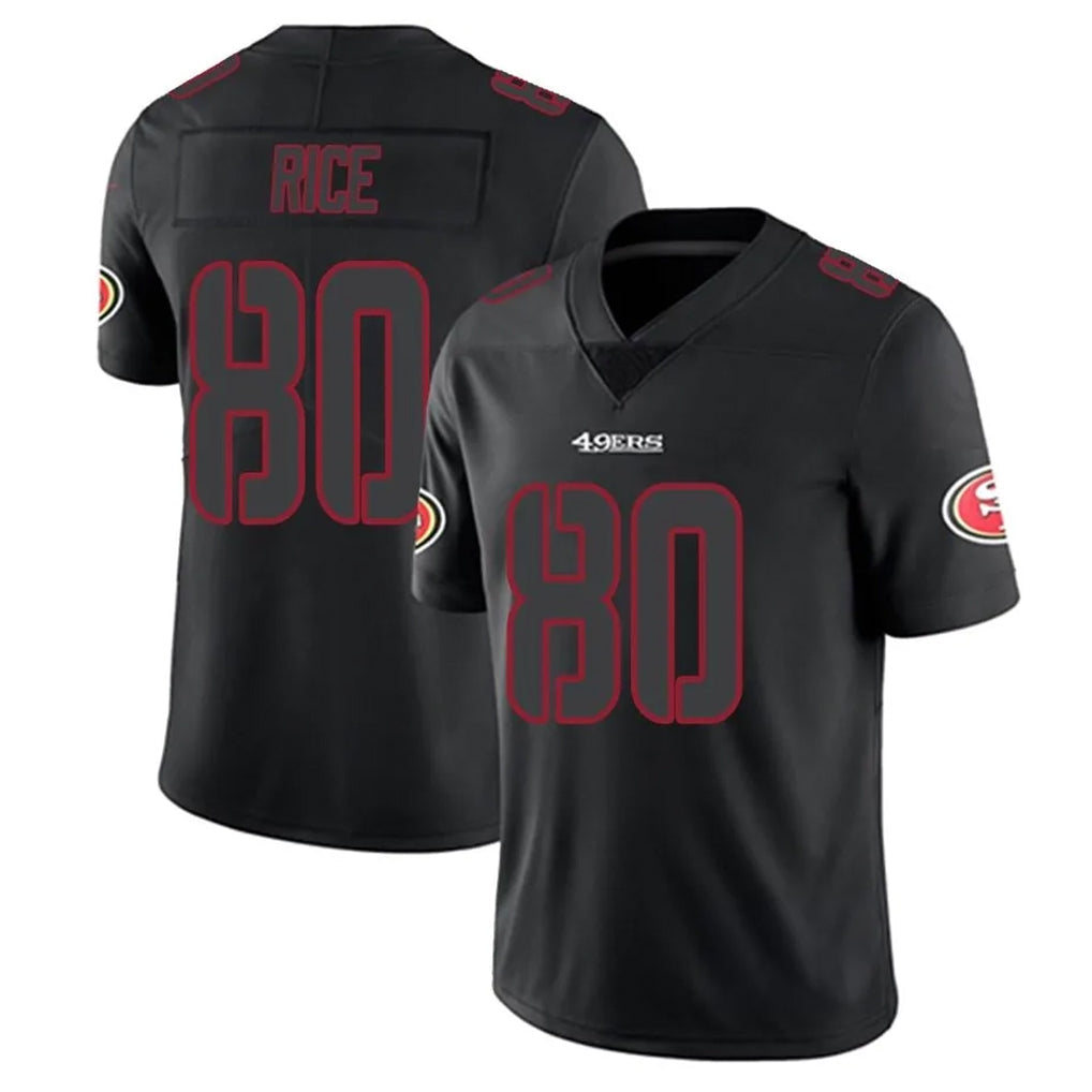 STECN SF.49ers #80 Jerry Rice Player Black Limited Rush Impact Stitched Jerseys