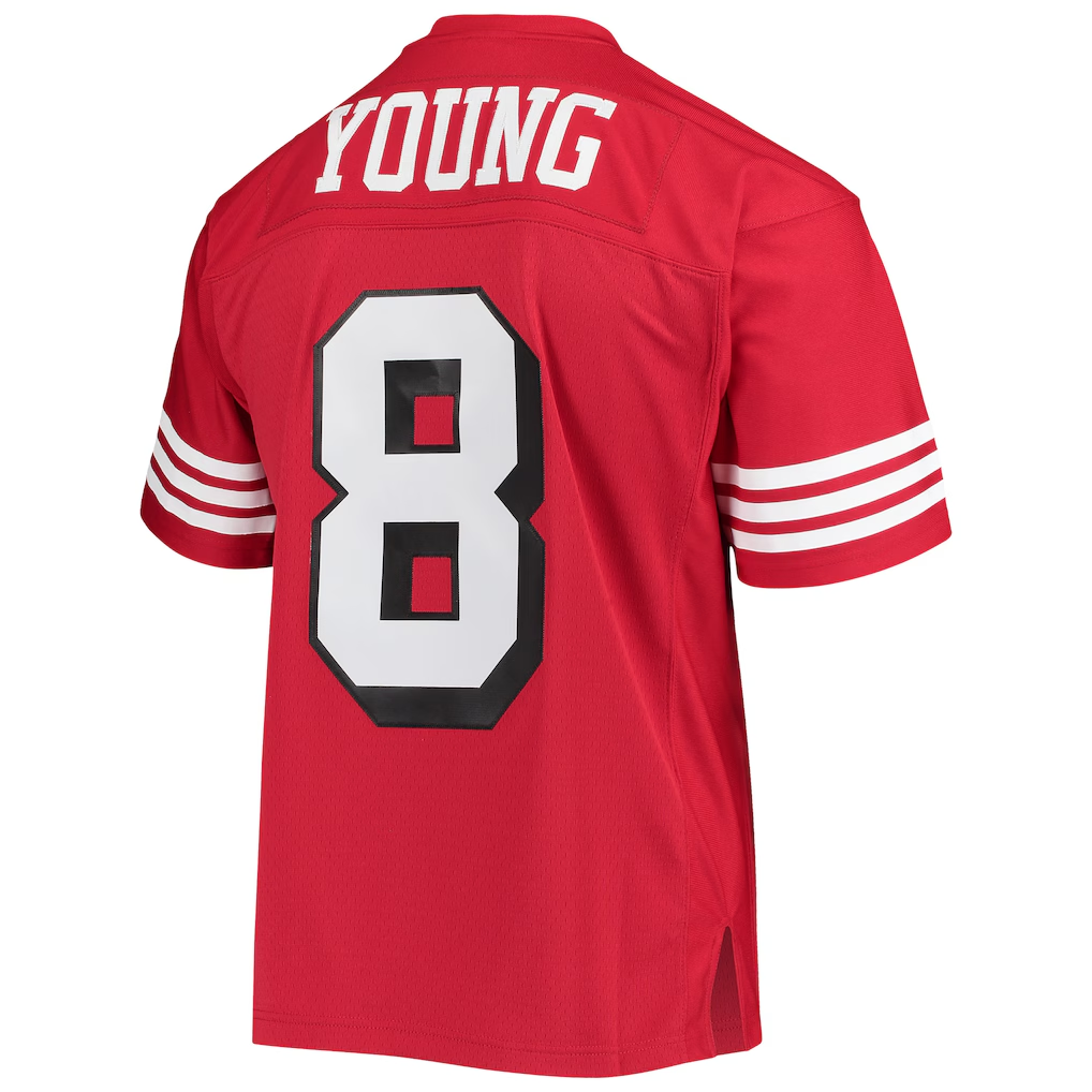 STECN SF.49ers #8 Steve Young Mitchell & Ness Scarlet Legacy Replica Stitched Puhic Jersey