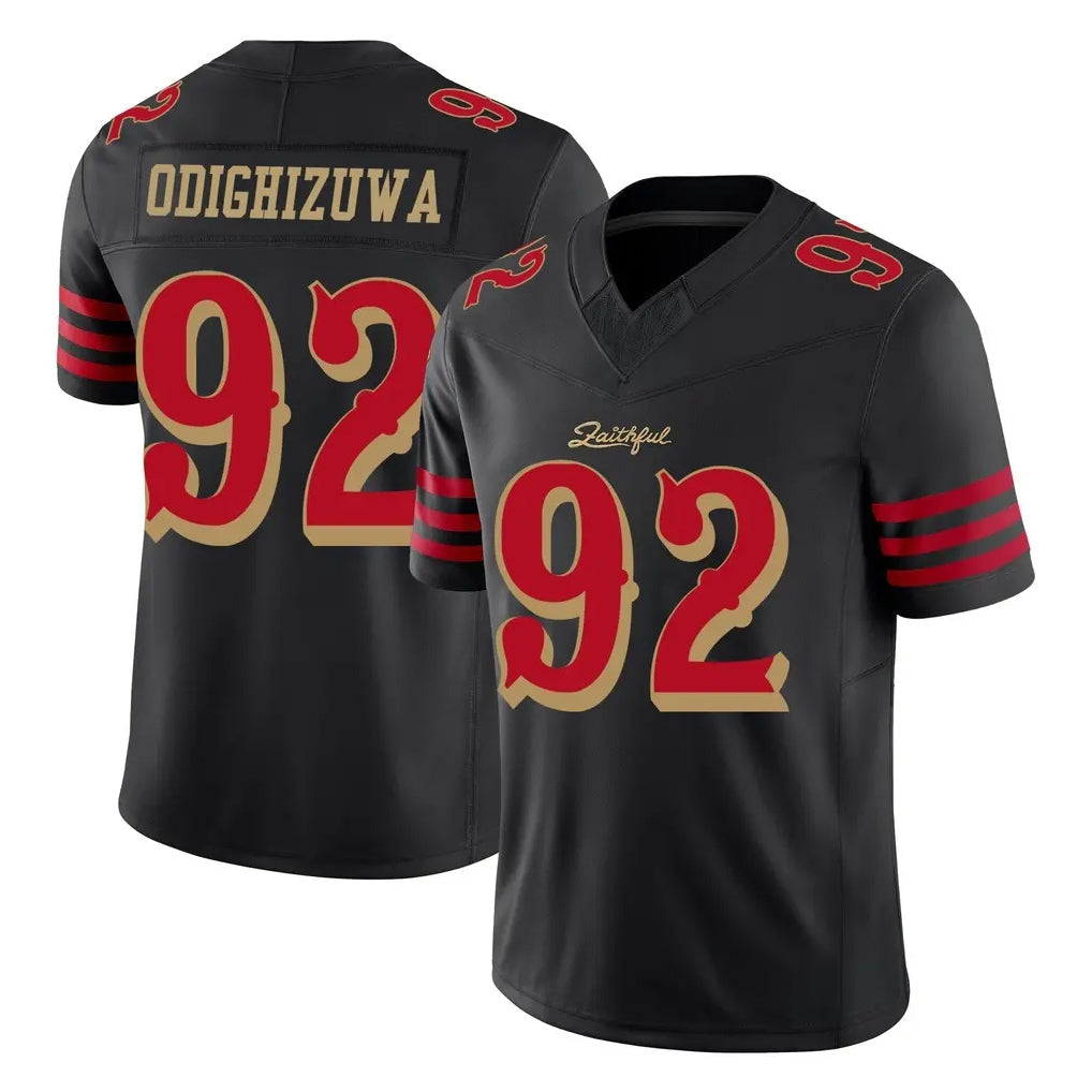 STECN SF.49ers #92 Osa Odighizuwa Player Black Limited Rivalries Collection Home Game Stitched Jerseys