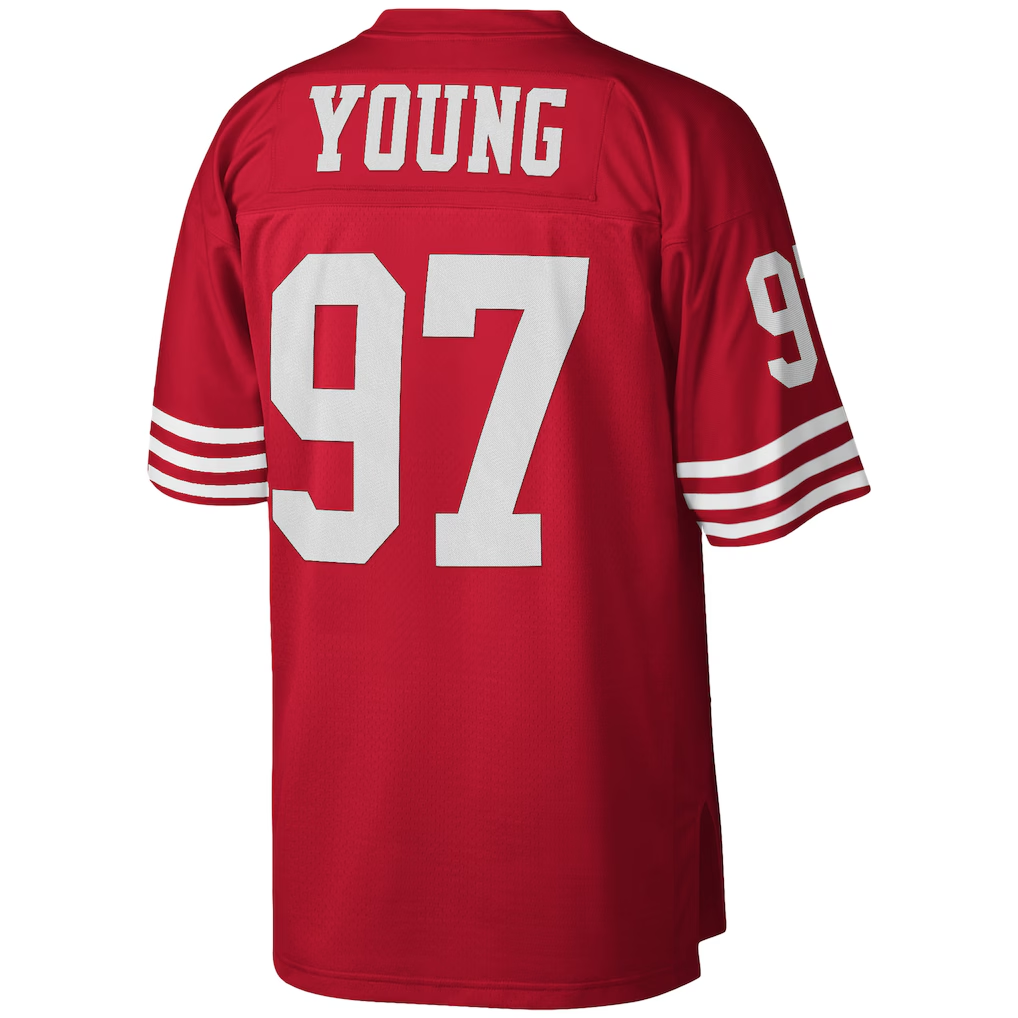 STECN SF.49ers #97 Bryant Young Mitchell & Ness Scarlet Legacy Replica Jersey