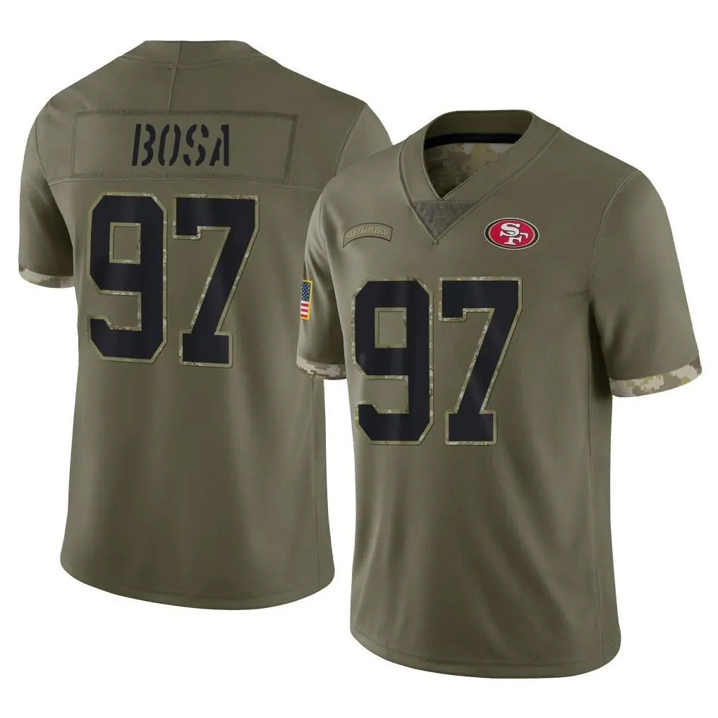 STECN SF.49ers #97 Nick Bosa Player Olive Limited Salute To Service Home Game Stitched Jerseys