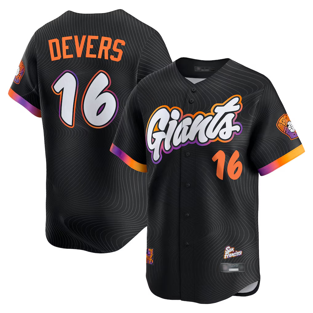 STECN SF.Giants #16 Rafael Devers Player Black 2025 City Connect Home Limited Stitched Jerseys