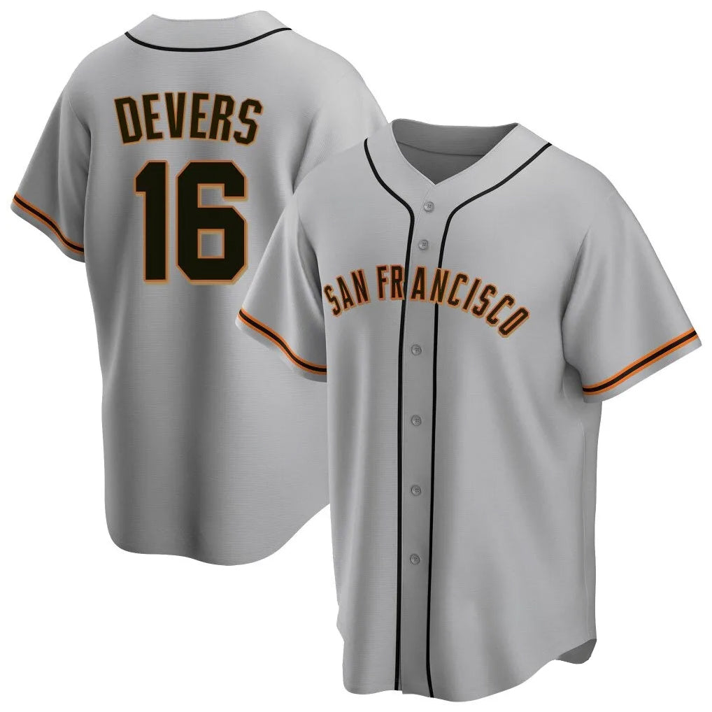 STECN SF.Giants #16 Rafael Devers Player Gray Home Game Stitched Jerseys