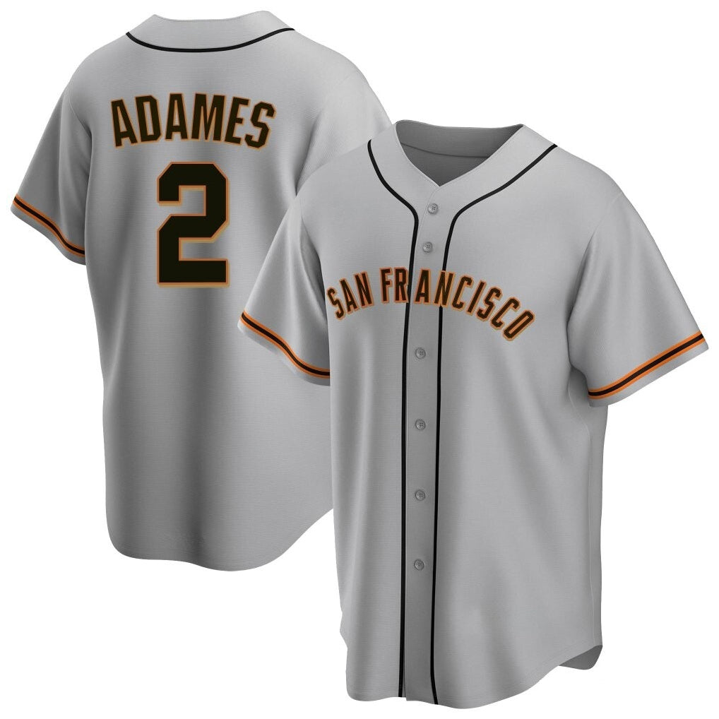 STECN SF.Giants #2 Willy Adames Player Gray Home Game Stitched Jerseys