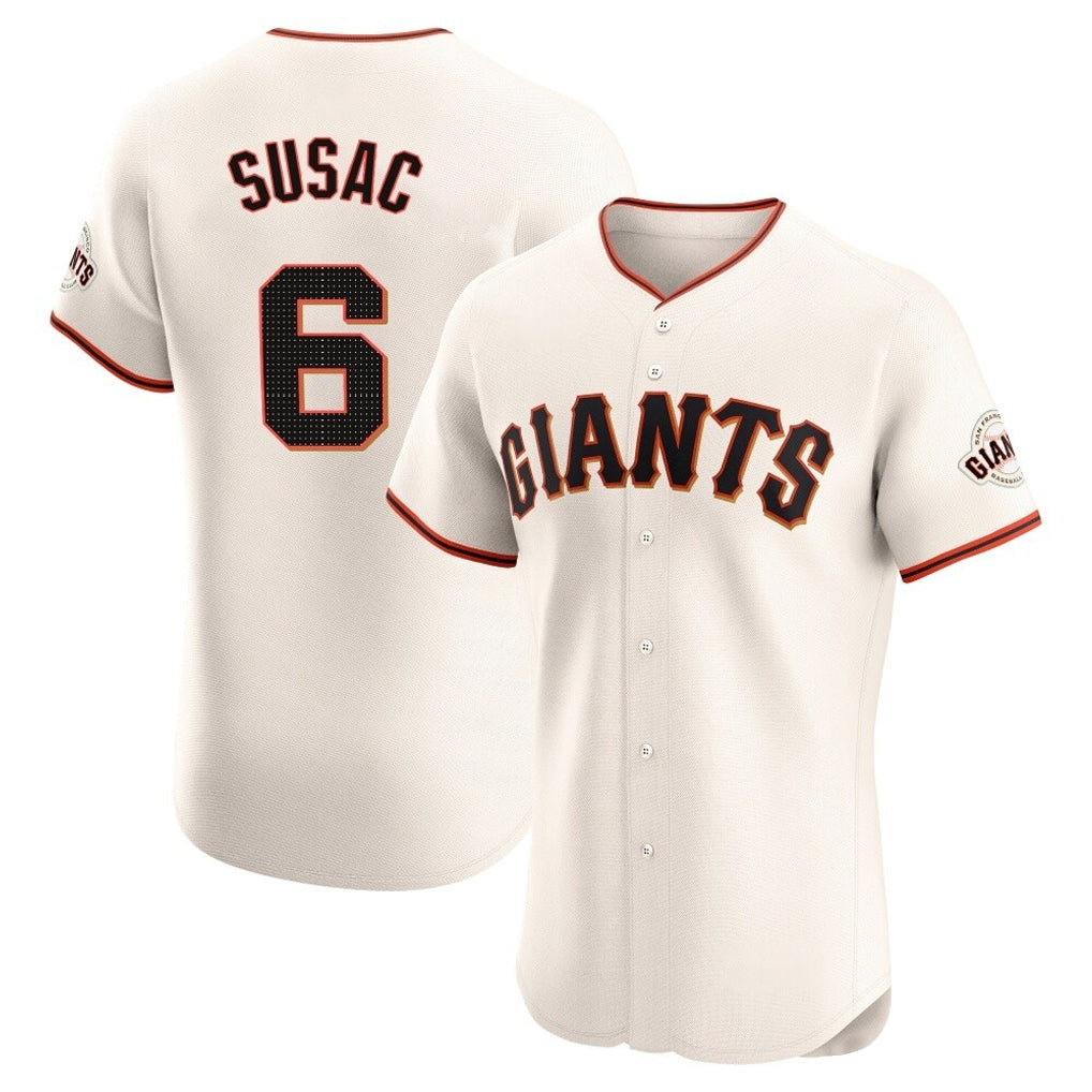 STECN SF.Giants #6 Daniel Susac Player Cream Home Limited Elite Stitched Jerseys
