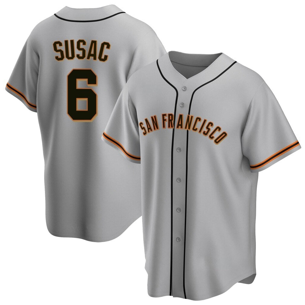 STECN SF.Giants #6 Daniel Susac Player Gray Home Game Stitched Jerseys