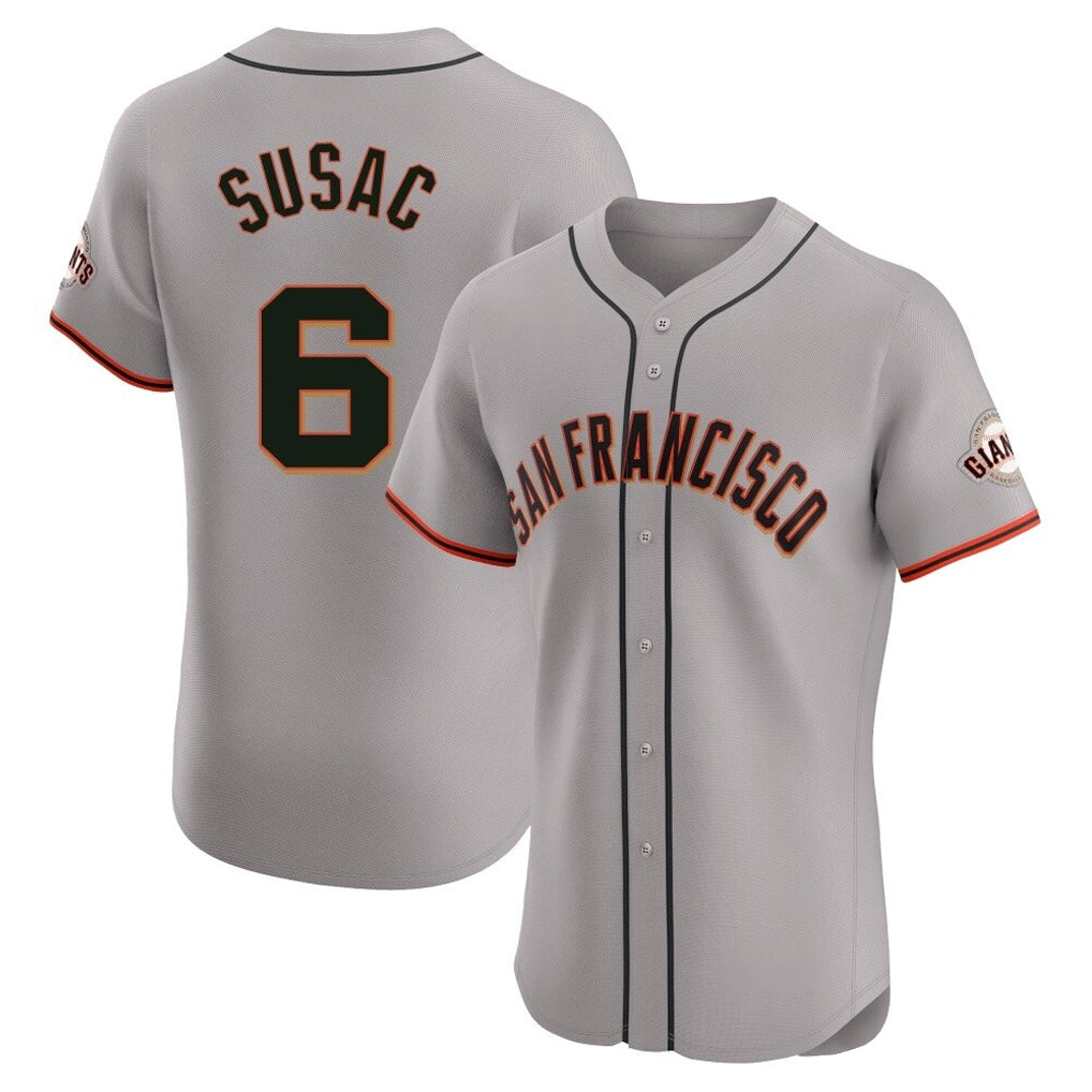 STECN SF.Giants #6 Daniel Susac Player Gray Home Limited Elite Stitched Jerseys