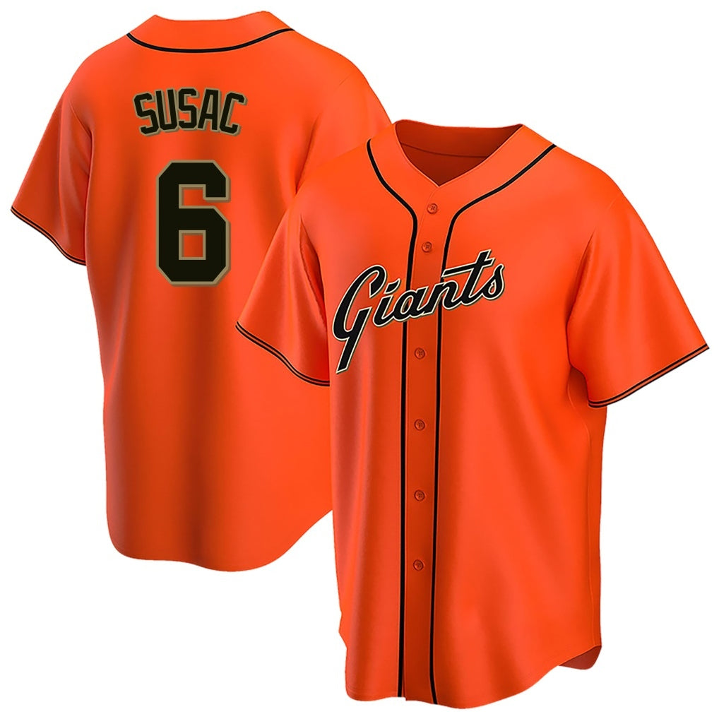 STECN SF.Giants #6 Daniel Susac Player Orange Home Game Stitched Jerseys