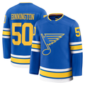 STECN St.L.Blues #50 Jordan Binnington Blue Home Premium Player Jerseys